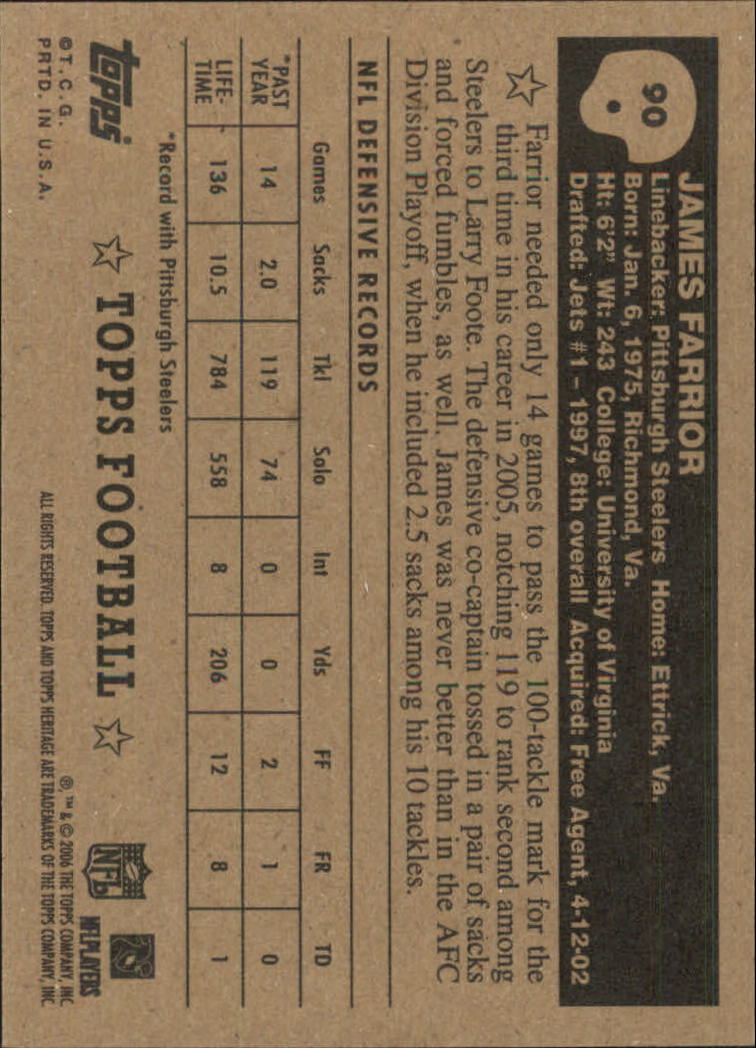 A0751- 2006 Topps Heritage Fb Verschieden Einsatz Karten -du Pick- 15 + Gratis - Bild 131 von 300