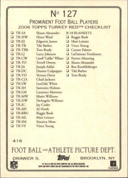 2006 Topps Turkey Red #127 (LaDainian) Tomlinson Dashes/Down The Gridiron/(checklist back) back image