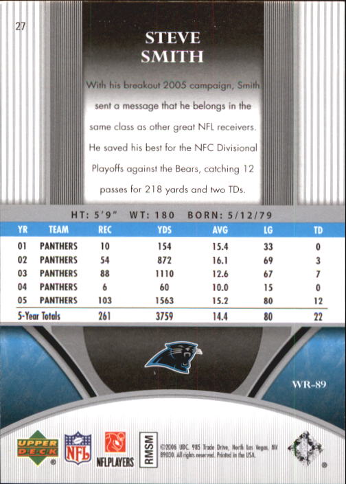 2006 Ultimate Collection #27 Steve Smith back image