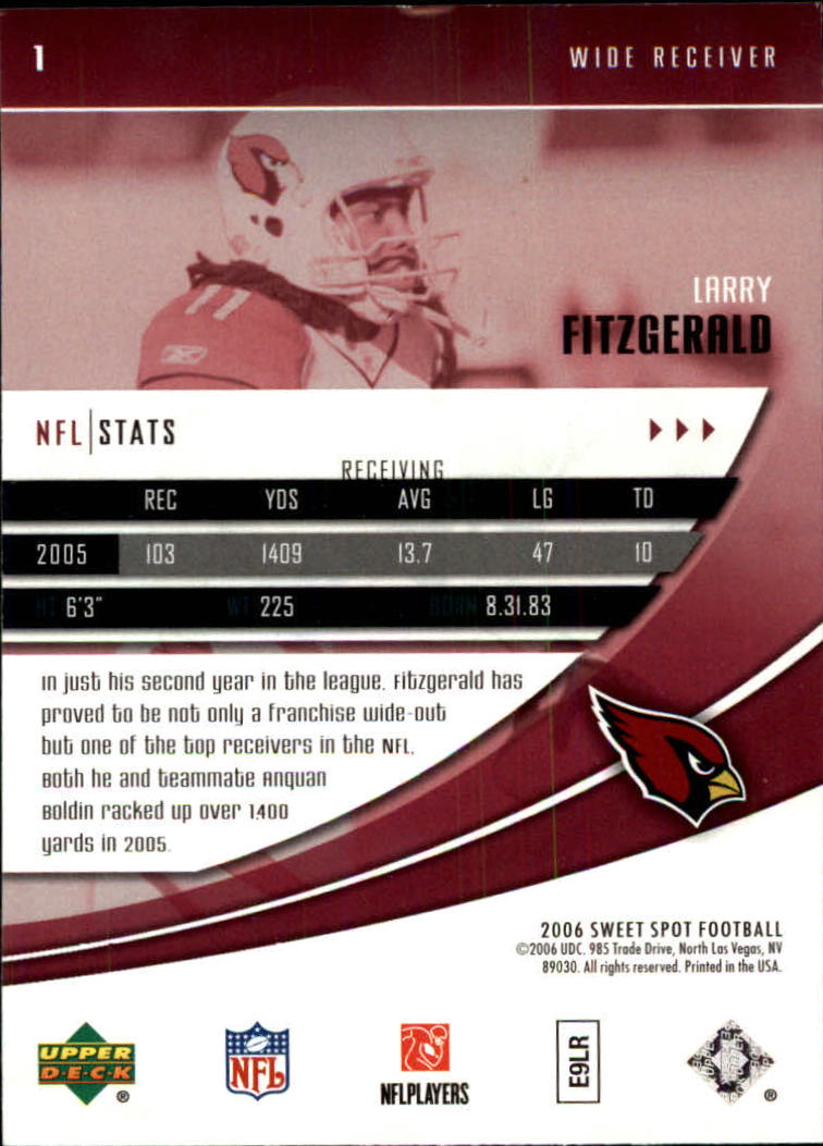 2006 Sweet Spot (Upper Deck) Football "Main Set" Cards - Picture 3 of 97