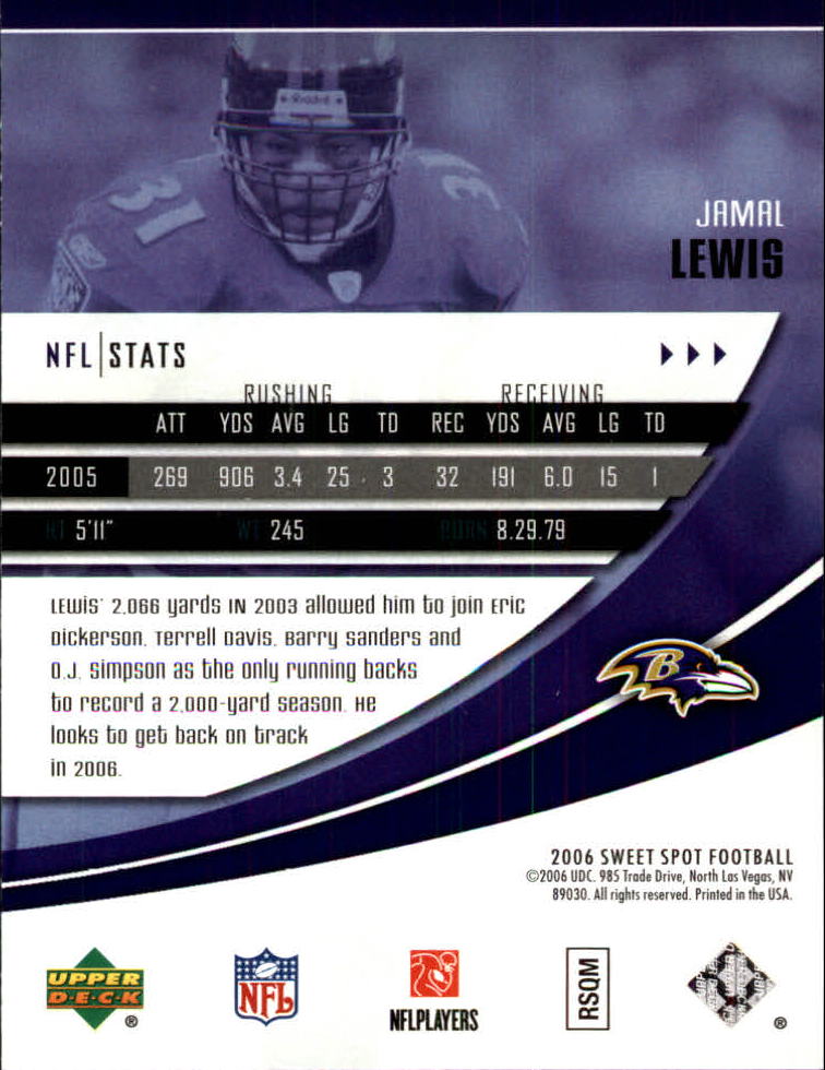 2006 Sweet Spot (Upper Deck) Football "Main Set" Cards - Picture 13 of 97