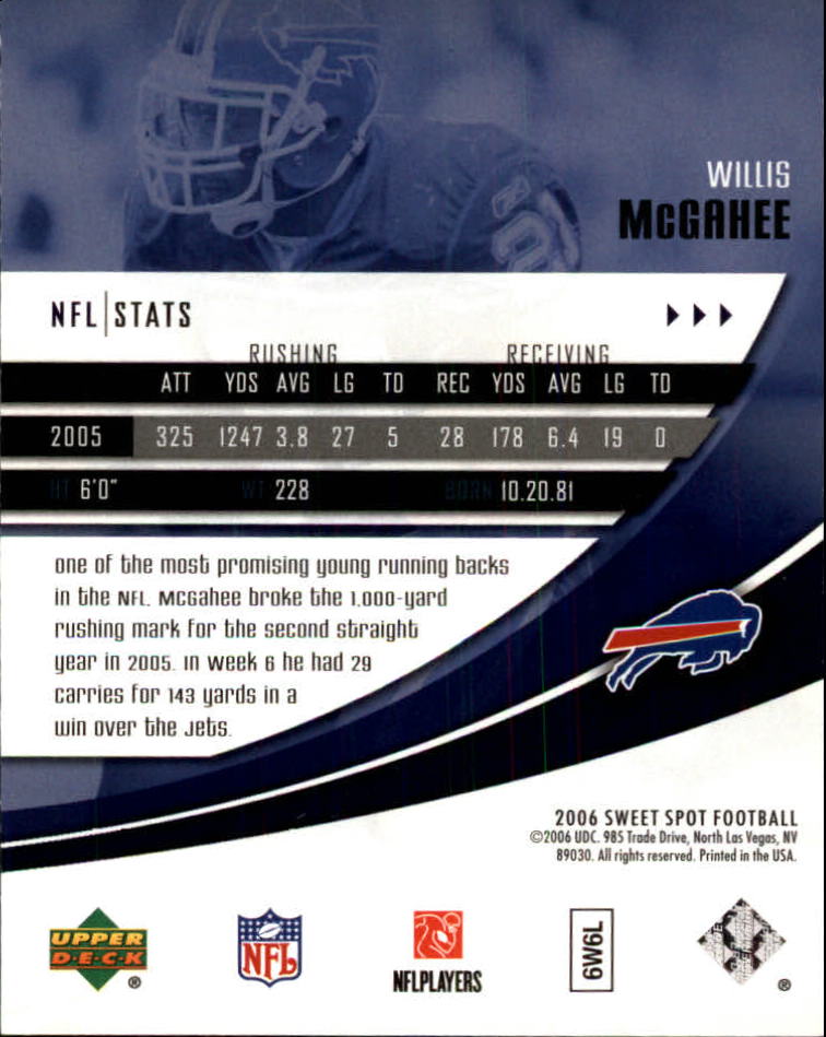 2006 Sweet Spot (Upper Deck) Football "Main Set" Cards - Picture 15 of 97