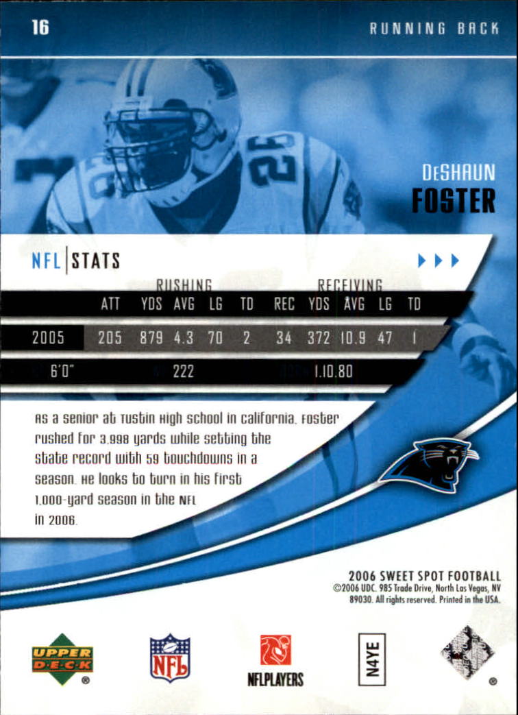 2006 Sweet Spot (Upper Deck) Football "Main Set" Cards - Picture 17 of 97