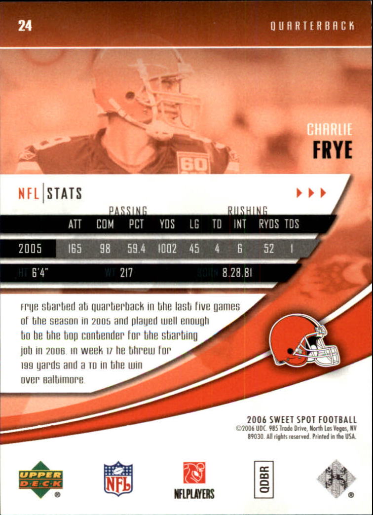 2006 Sweet Spot (Upper Deck) Football "Main Set" Cards - Picture 27 of 97
