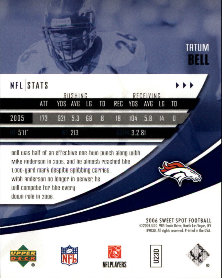 2006 Sweet Spot (Upper Deck) Football "Main Set" Cards - Picture 33 of 97