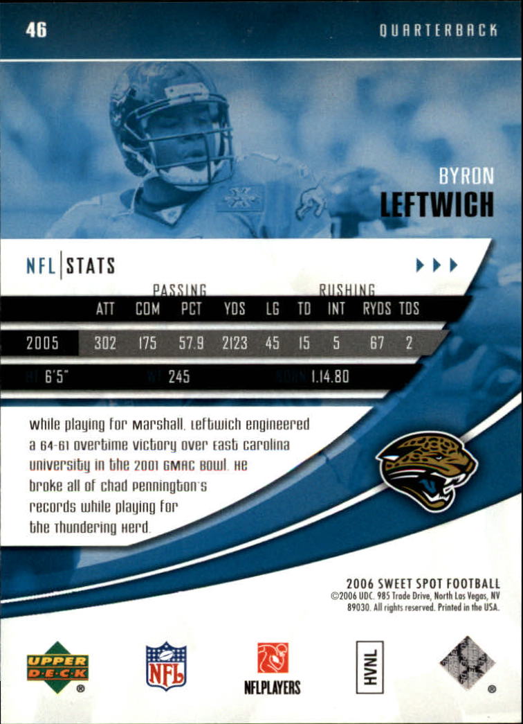 2006 Sweet Spot (Upper Deck) Football "Main Set" Cards - Picture 47 of 97