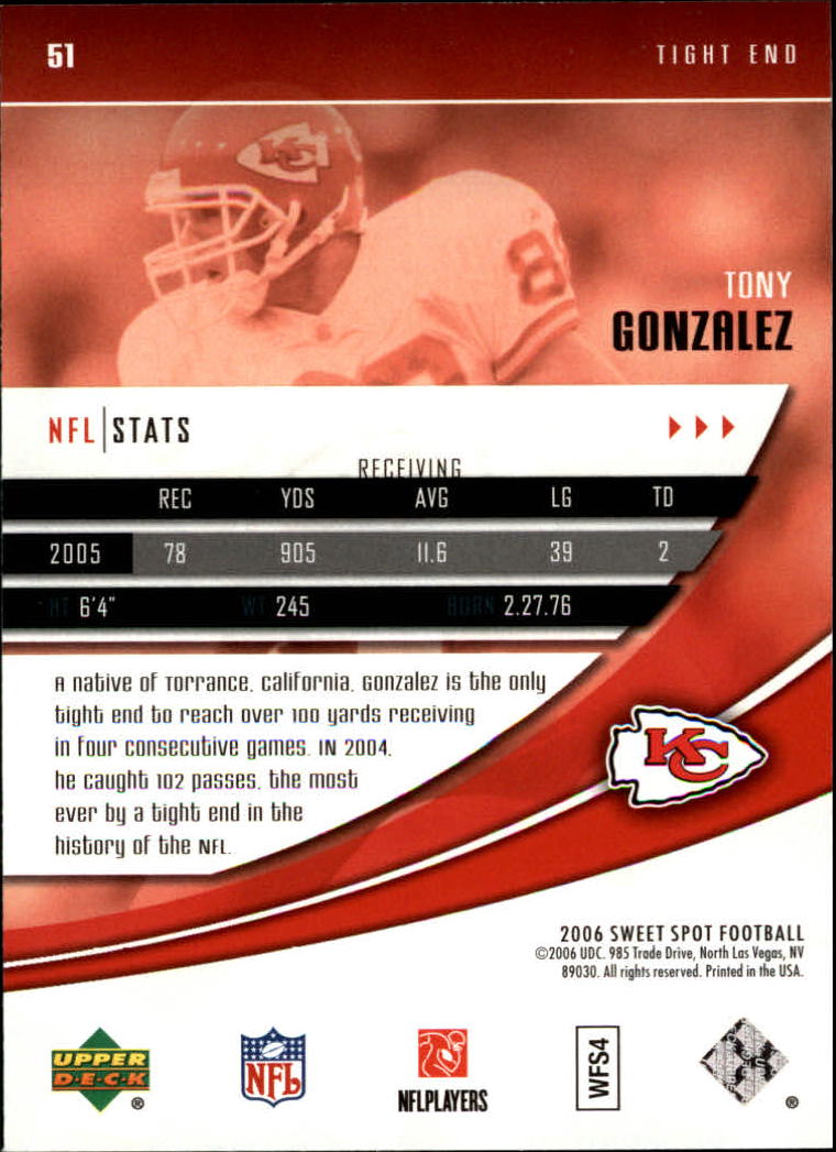 2006 Sweet Spot (Upper Deck) Football "Main Set" Cards - Picture 51 of 97