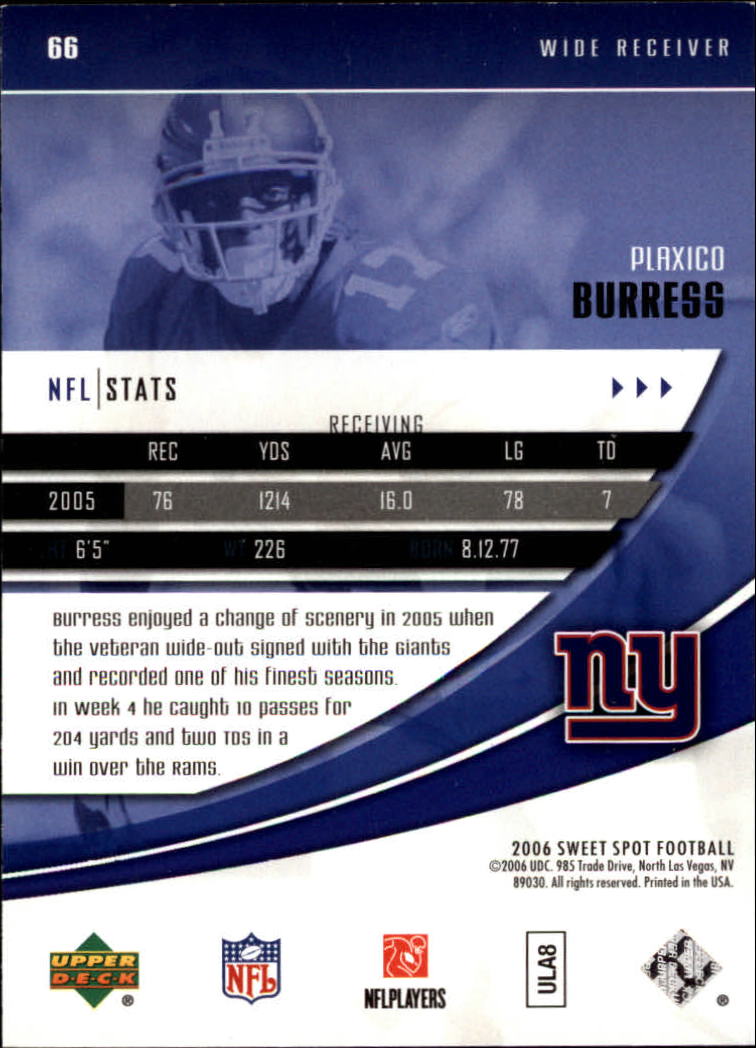 2006 Sweet Spot (Upper Deck) Football "Main Set" Cards - Picture 63 of 97