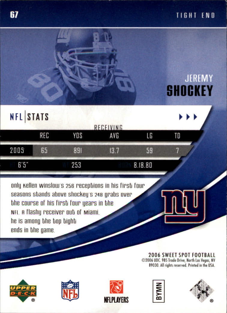 2006 Sweet Spot (Upper Deck) Football "Main Set" Cards - Picture 65 of 97