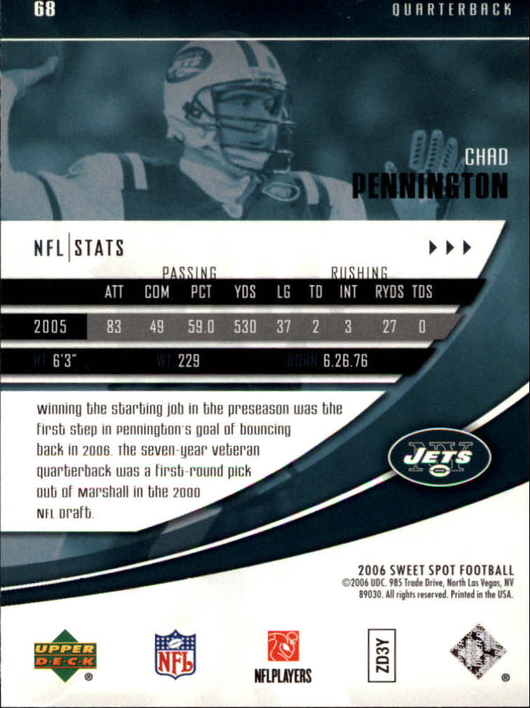 2006 Sweet Spot (Upper Deck) Football "Main Set" Cards - Picture 67 of 97