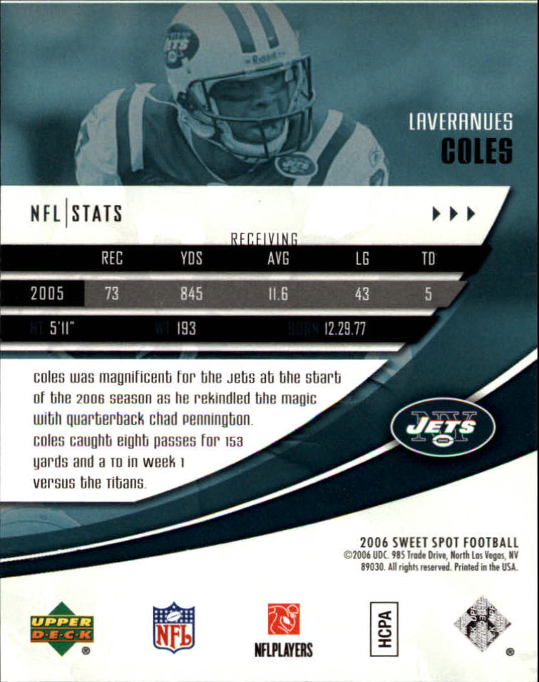 2006 Sweet Spot (Upper Deck) Football "Main Set" Cards - Picture 69 of 97