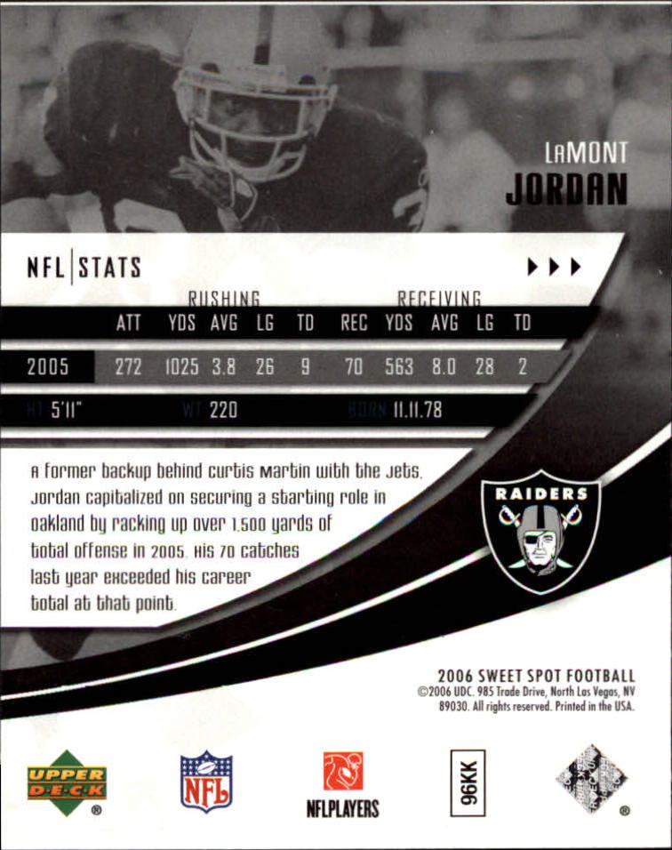 2006 Sweet Spot (Upper Deck) Football "Main Set" Cards - Picture 73 of 97