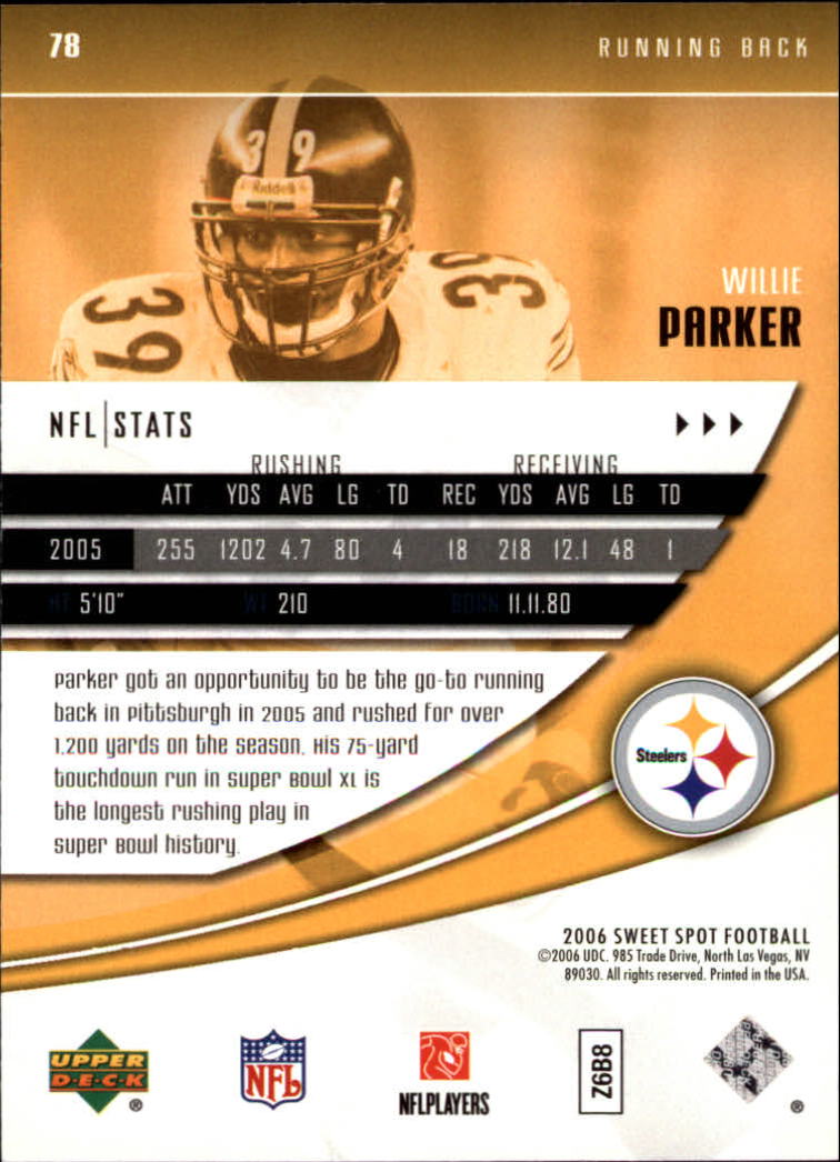 2006 Sweet Spot (Upper Deck) Football "Main Set" Cards - Picture 75 of 97