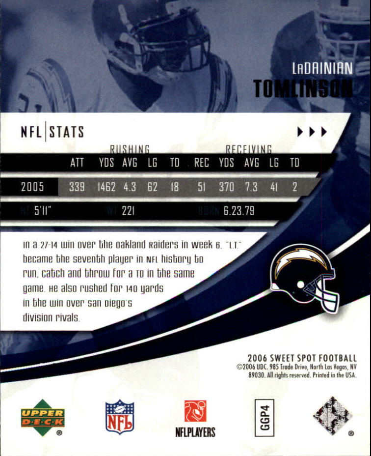 2006 Sweet Spot (Upper Deck) Football "Main Set" Cards - Picture 77 of 97