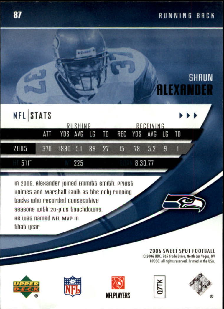2006 Sweet Spot (Upper Deck) Football "Main Set" Cards - Picture 81 of 97