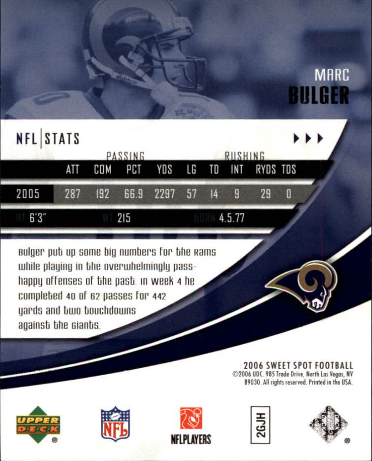 2006 Sweet Spot (Upper Deck) Football "Main Set" Cards - Picture 85 of 97
