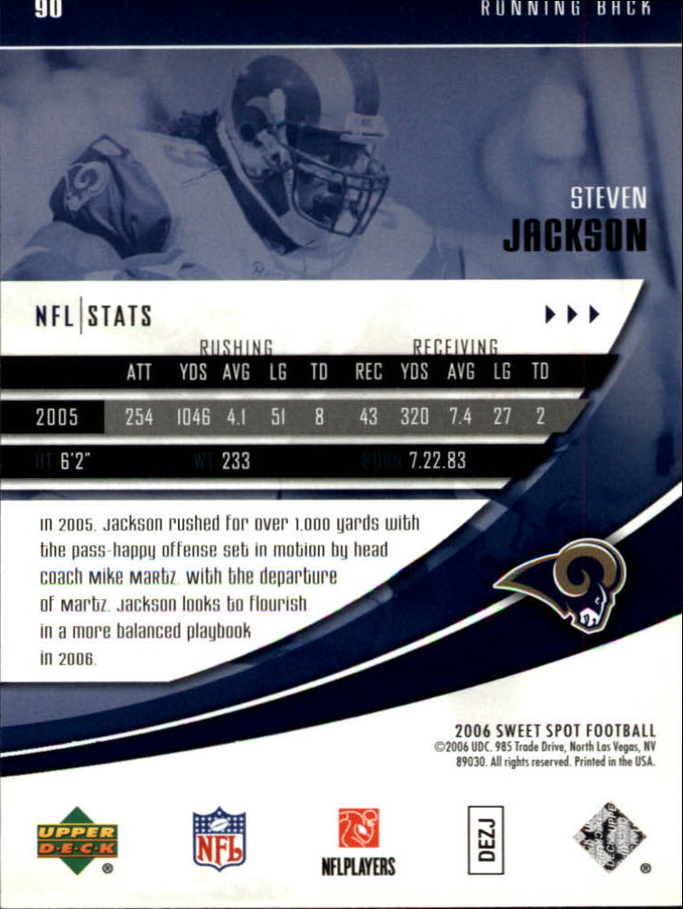 2006 Sweet Spot (Upper Deck) Football "Main Set" Cards - Picture 87 of 97
