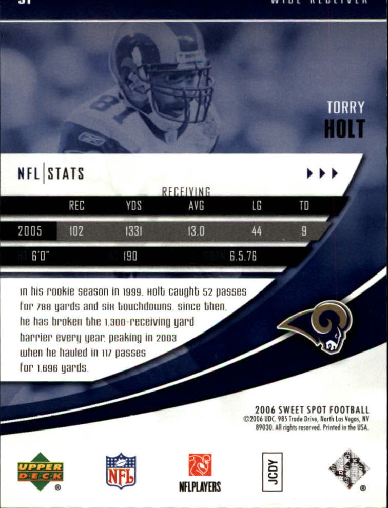 2006 Sweet Spot (Upper Deck) Football "Main Set" Cards - Picture 89 of 97