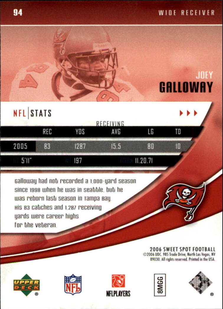 2006 Sweet Spot (Upper Deck) Football "Main Set" Cards - Picture 91 of 97