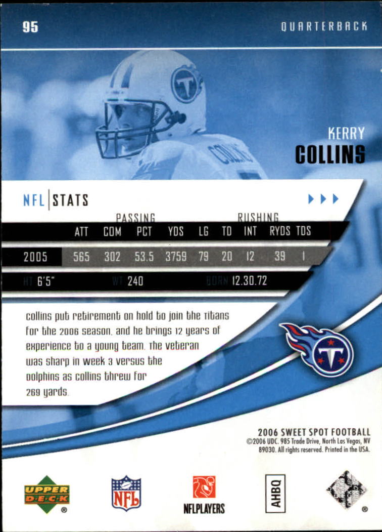 2006 Sweet Spot #95 Kerry Collins back image