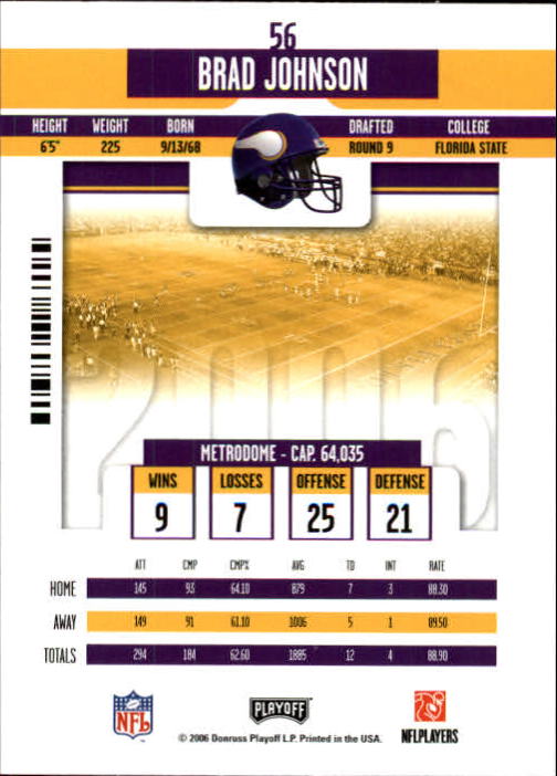 2006 Playoff Contenders #56 Brad Johnson