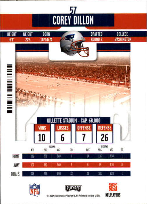 2006 Playoff Contenders #57 Corey Dillon back image
