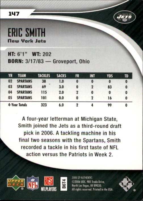 2006 SP Authentic #147 Eric Smith RC back image