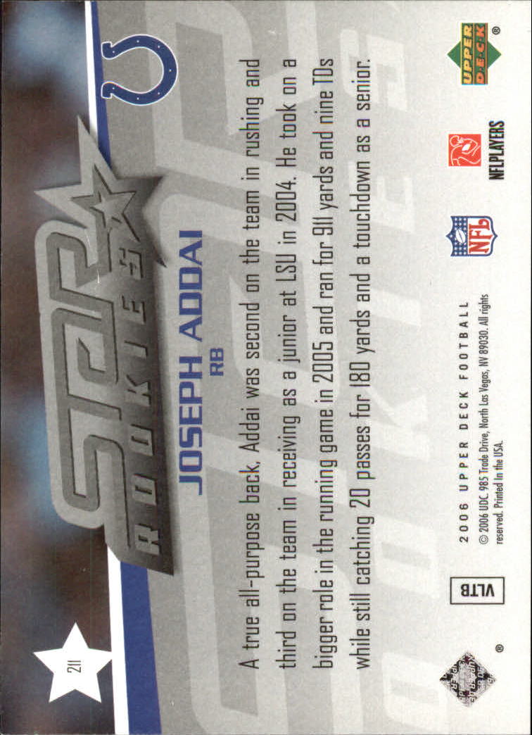 2006 Upper Deck Exclusive Edition Rookies #211 Joseph Addai back image