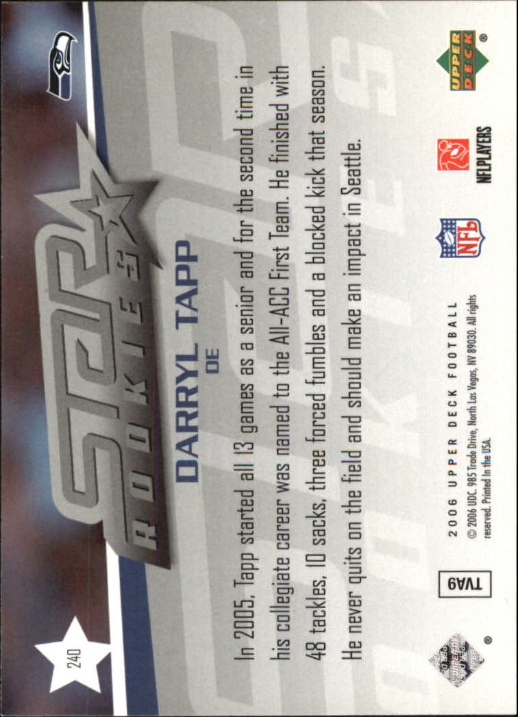 A2099- 2006 Upper Deck FB Card #s 201-275 +Inserts -You Pick- 15+ FREE US SHIP - Picture 225 of 396