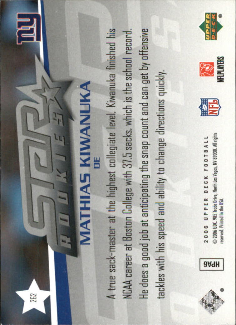 A2099- 2006 Upper Deck FB Card #s 201-275 +Inserts -You Pick- 15+ FREE US SHIP - Picture 259 of 396