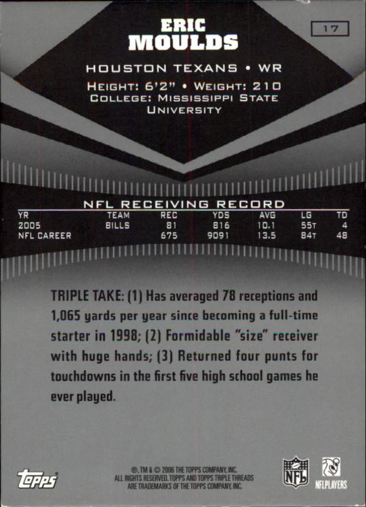 2006 Topps Triple Threads #17 Eric Moulds back image