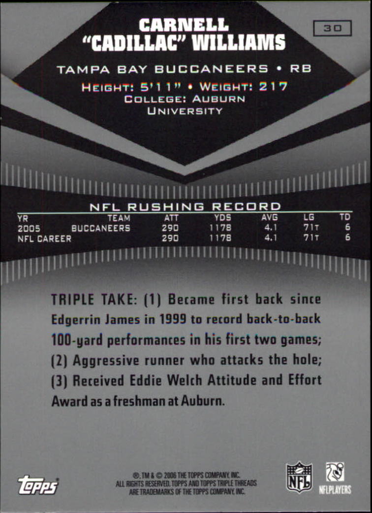 2006 Topps Triple Threads #30 Cadillac Williams back image