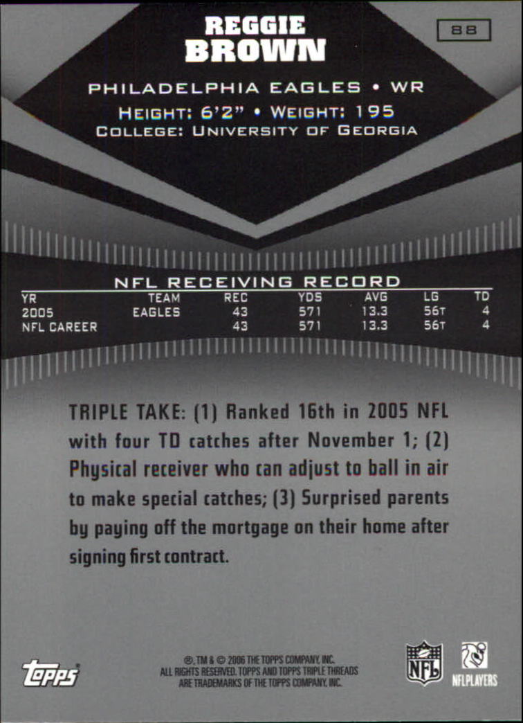 2006 Topps Triple Threads #88 Reggie Brown back image