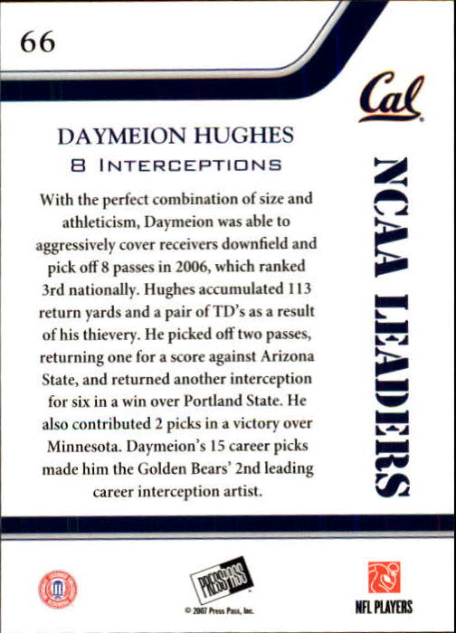 2007 Press Pass #66 Daymeion Hughes LDR back image