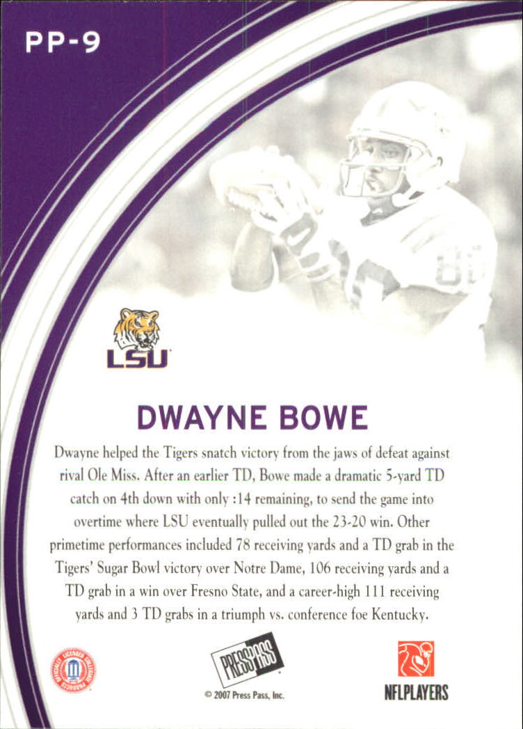 2007 Press Pass Primetime Players #9 Dwayne Bowe back image