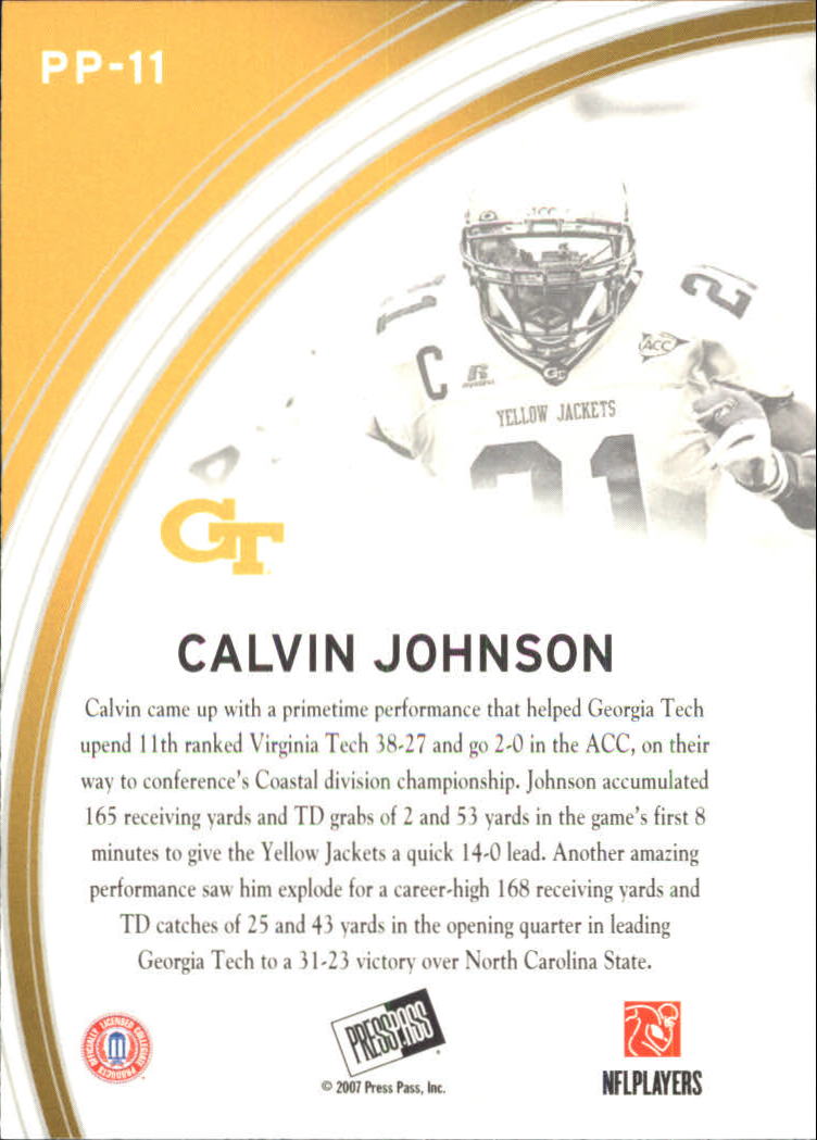 2007 Press Pass Primetime Players #11 Calvin Johnson back image