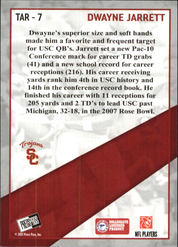 2007 Press Pass Target Exclusive #TAR7 Dwayne Jarrett back image