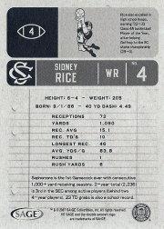 2007 SAGE HIT #4 Sidney Rice back image