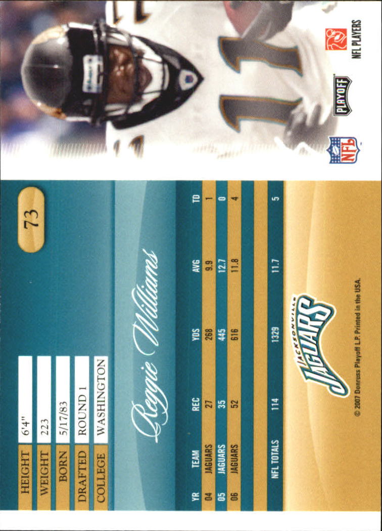 2007 Playoff Prestige #73 Reggie Williams back image