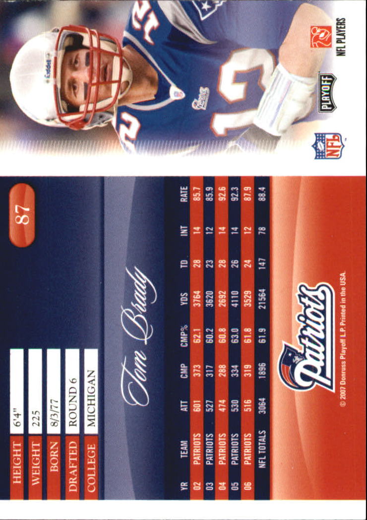 2007 Playoff Prestige #87 Tom Brady back image