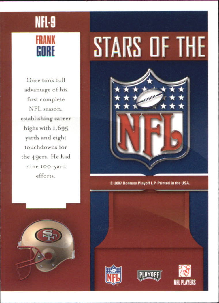 2007 Playoff Prestige Stars of the NFL #9 Frank Gore back image