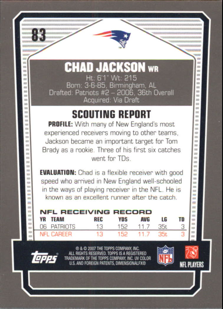 2007 Topps Draft Picks and Prospects Chrome Bronze #83 Chad Jackson back image