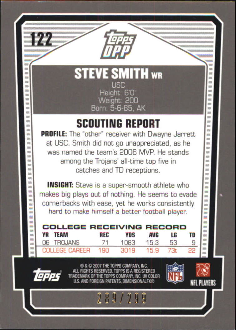 2007 Topps Draft Picks and Prospects Chrome Silver #122 Steve Smith USC back image