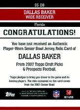 2007 Topps Draft Picks and Prospects Senior Standout Jersey #DB Dallas Baker back image