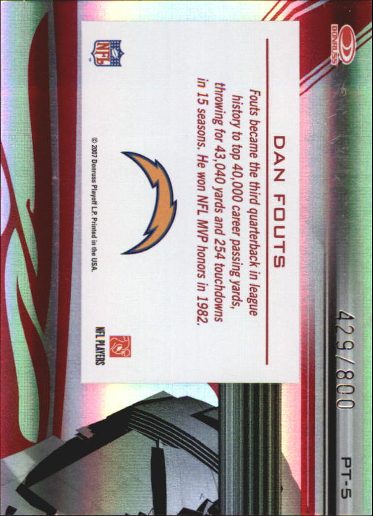 2007 Donruss Elite Passing the Torch Red #5 Dan Fouts back image