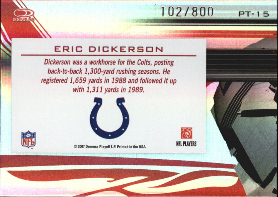 2007 Donruss Elite Passing the Torch Red #15 Eric Dickerson back image