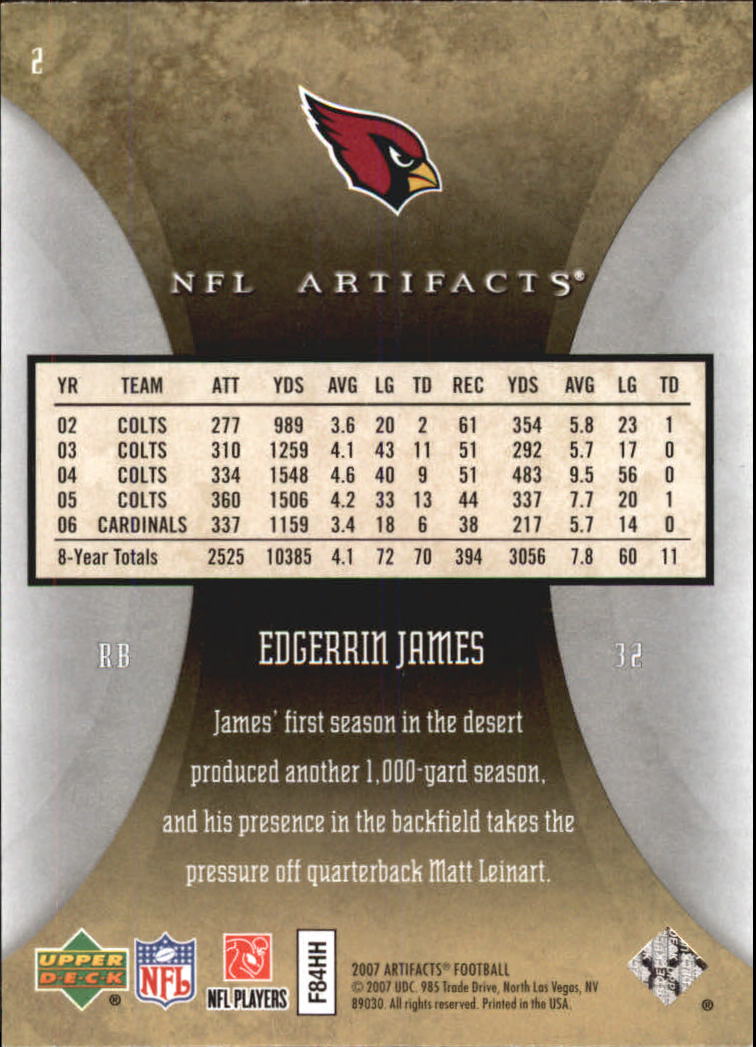 2007 Artifacts (Upper Deck) Football "Main Set" Cards #1 to #200 - Bild 5 von 319