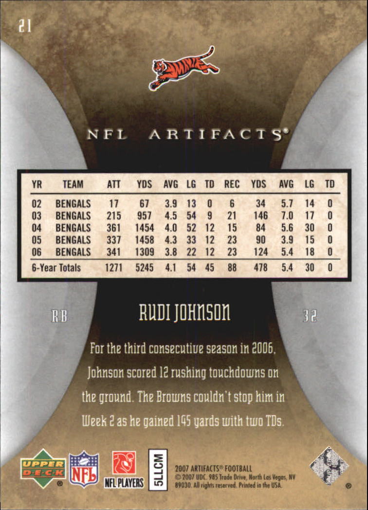 2007 Artifacts (Upper Deck) Football "Main Set" Cards #1 to #200 - Bild 43 von 319