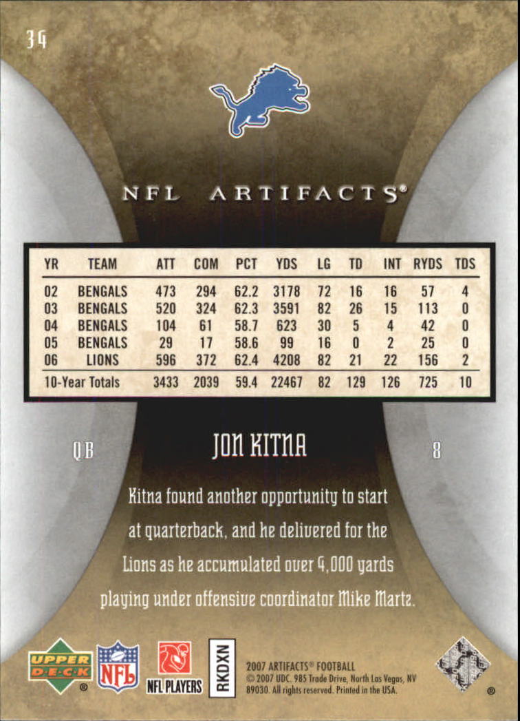 2007 Artifacts (Upper Deck) Football "Main Set" Cards #1 to #200 - Bild 69 von 319