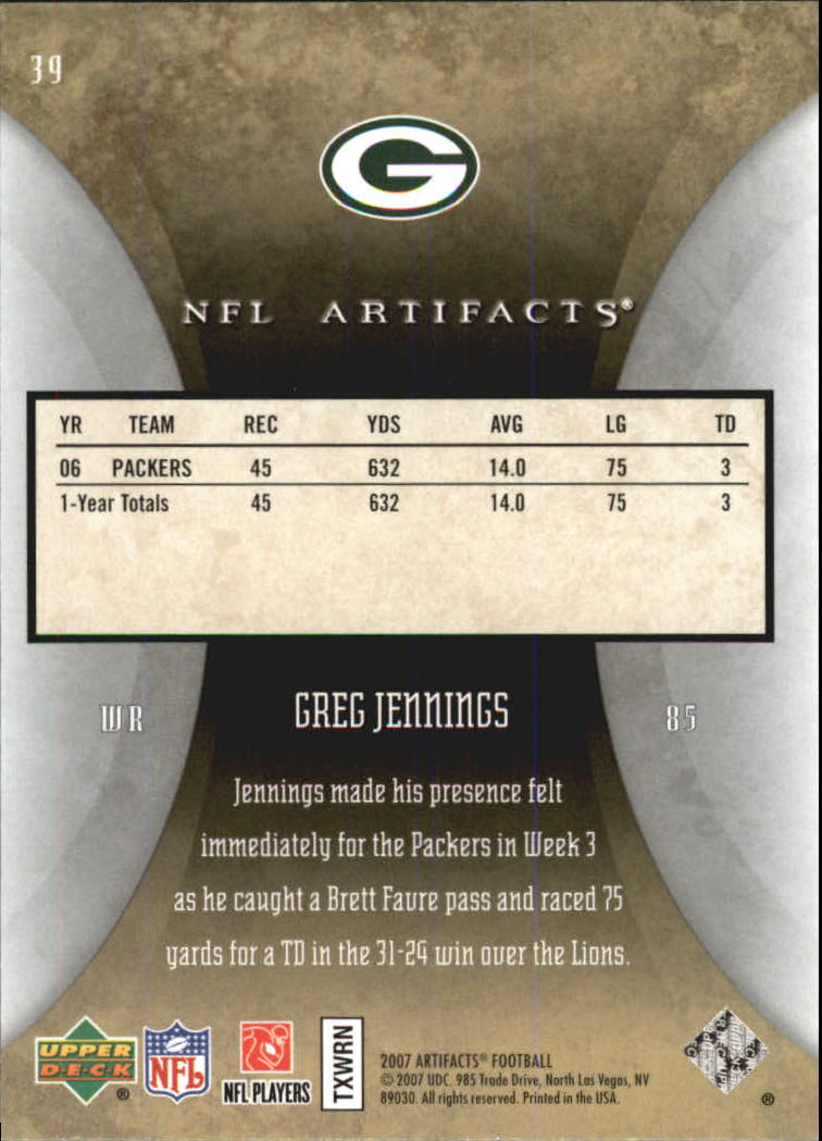 2007 Artifacts (Upper Deck) Football "Main Set" Cards #1 to #200 - Bild 79 von 319